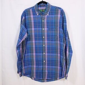 Colours by Alexander Julian Plaid Button Down Mens XL‎ Blue Purple Long Sleeve